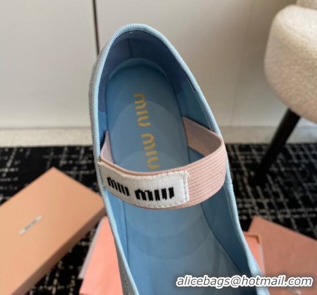 Stylish Miu Miu Suede Ballerinas Flat Blue 0129087