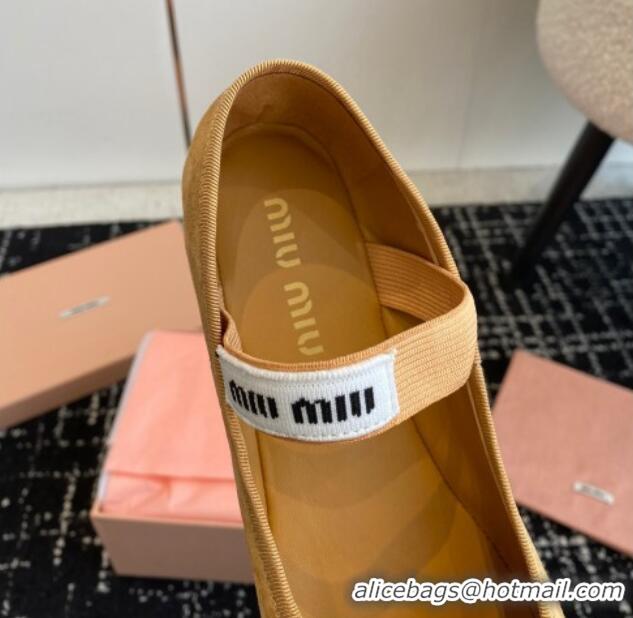 Good Product Miu Miu Suede Ballerinas Flat Brown 129088