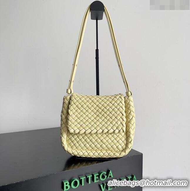 Affordable Price Bottega Veneta Mini Cobble Shoulder Bag in Padded Intrecciato Leather 762711 Yellow 2024