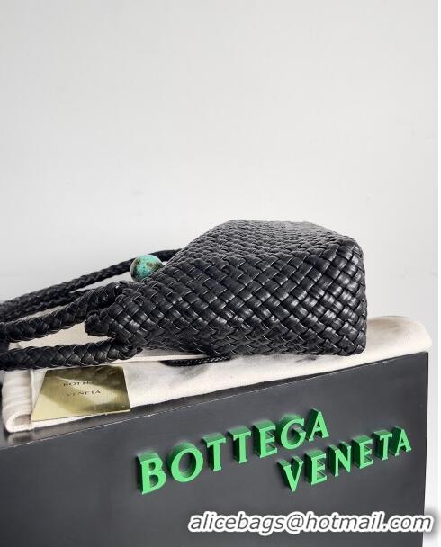 Buy Discount Bottega Veneta Tosca Shoulder Bag in Intreccio Leather Fondant Fondant Black/Blue 716974 2023