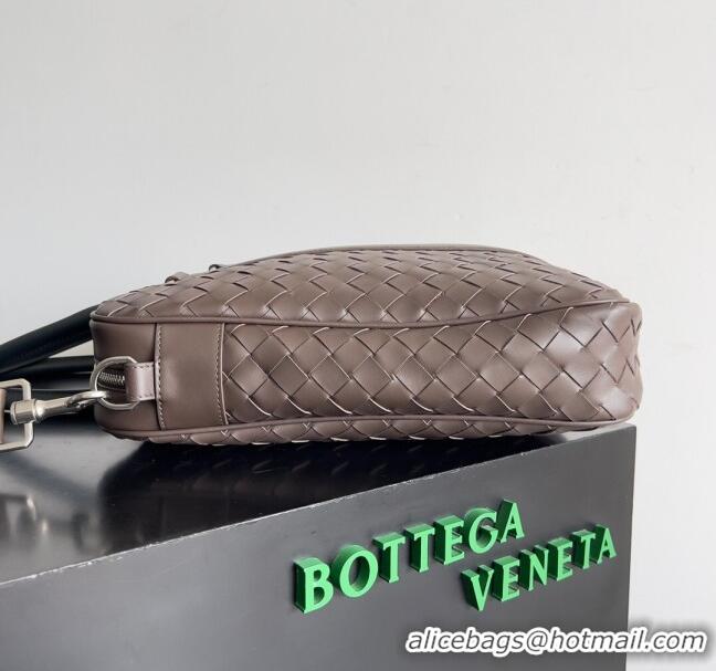 Promotional Bottega Veneta Slim Classic Briefcase Bag in Intrecciato Leather 690702 Grey/Brown 2024