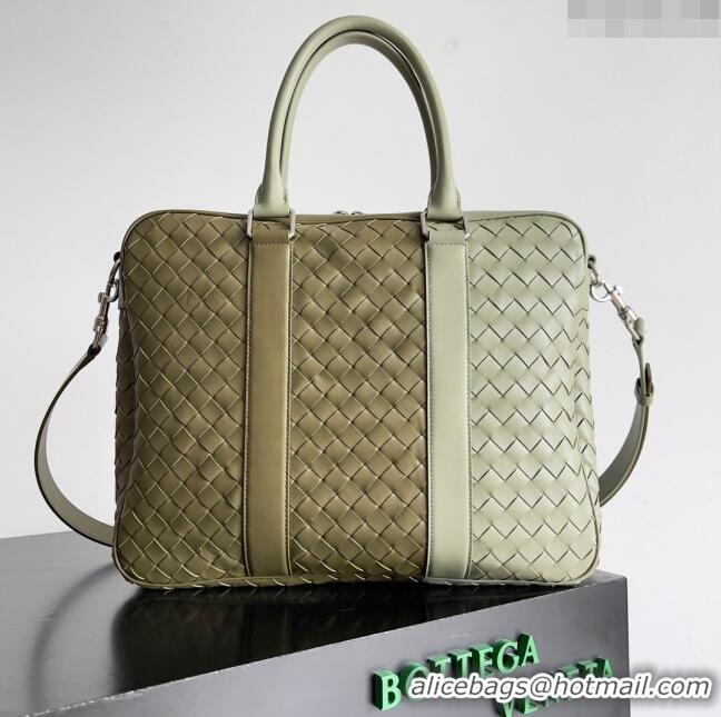 Reasonable Price Bottega Veneta Slim Classic Briefcase Bag in Intrecciato Leather 690702 Green 2024