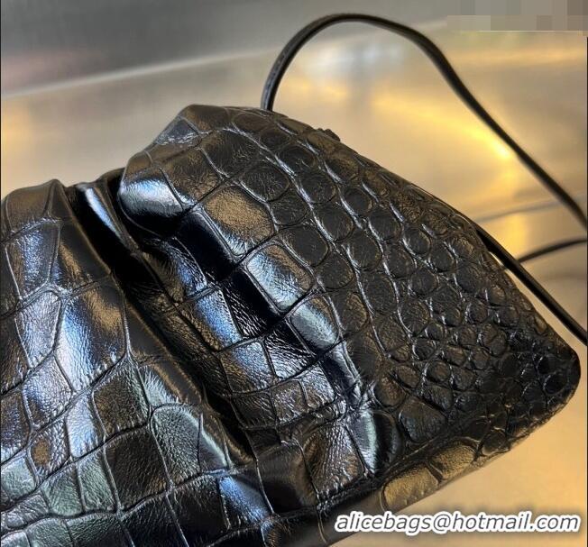 Super Quality Bottega Veneta Mini Pouch in Alligator Leather 585852 Black 2024