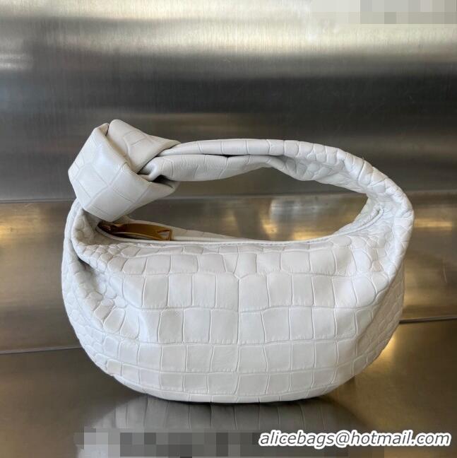 Best Product Bottega Veneta Mini Jodie Hobo in Alligator Leather 717709 White 2024