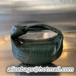 Top Design Bottega Veneta Mini Jodie Hobo in Alligator Leather 717709 Dark Green 2024