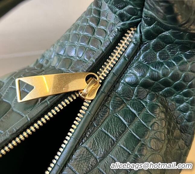 Top Design Bottega Veneta Mini Jodie Hobo in Alligator Leather 717709 Dark Green 2024