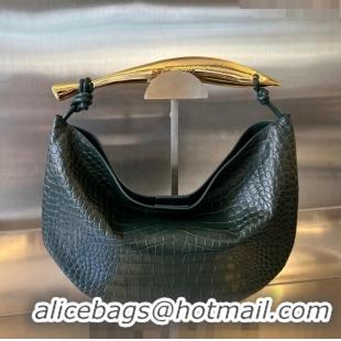 Luxurious Bottega Veneta Sardine bag in Alligator Leather 754657 Dark Green 2024