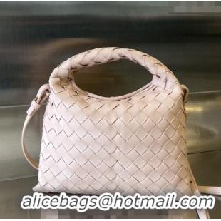 Luxurious Bottega Veneta Mini Hop Hobo Bag in Intrecciato Leather 777586 Lotus Pink 2023