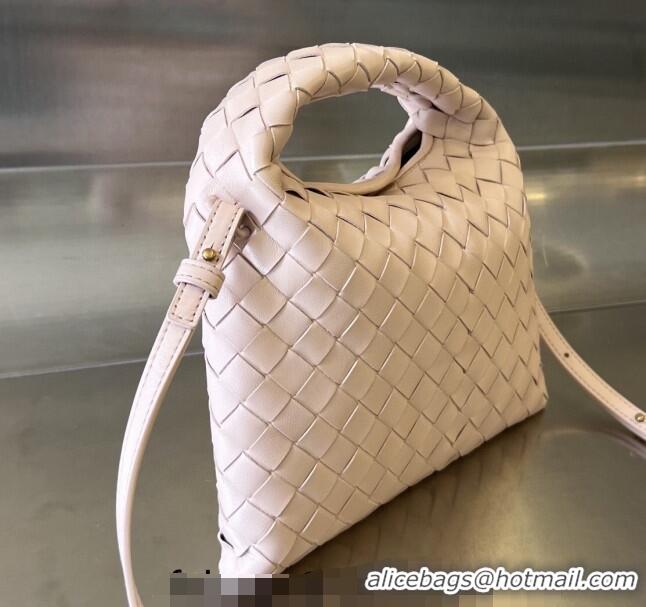 Luxurious Bottega Veneta Mini Hop Hobo Bag in Intrecciato Leather 777586 Lotus Pink 2023