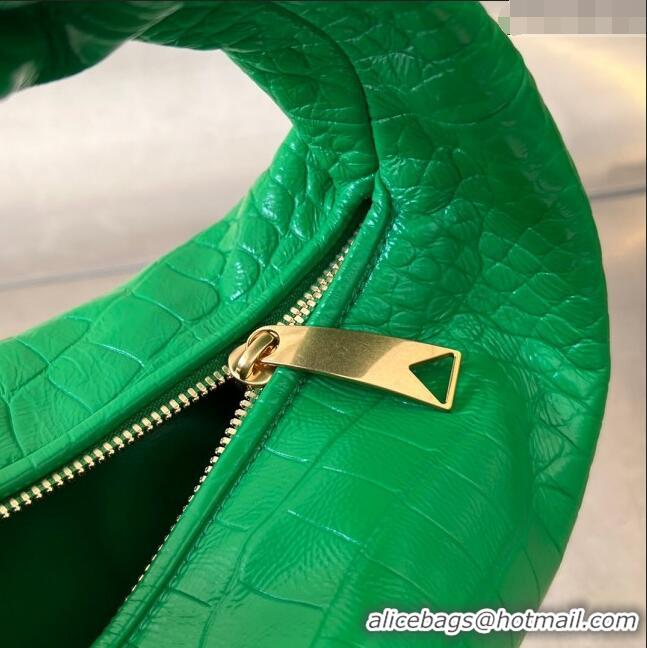 Good Taste Bottega Veneta Mini Jodie Hobo in Alligator Leather 717709 Parrot Green 2024