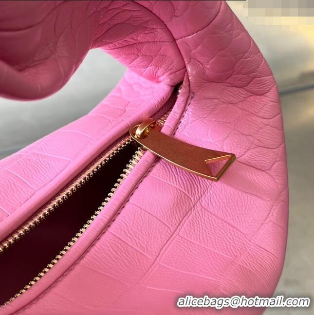 Buy Fashionable Bottega Veneta Mini Jodie Hobo in Alligator Leather 717709 Pink 2024