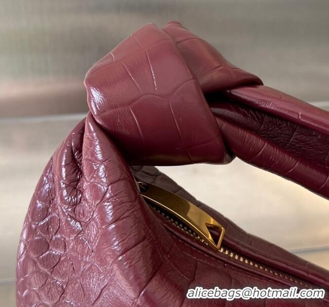 Promotional Bottega Veneta Mini Jodie Hobo in Alligator Leather 717709 Burgundy 2024