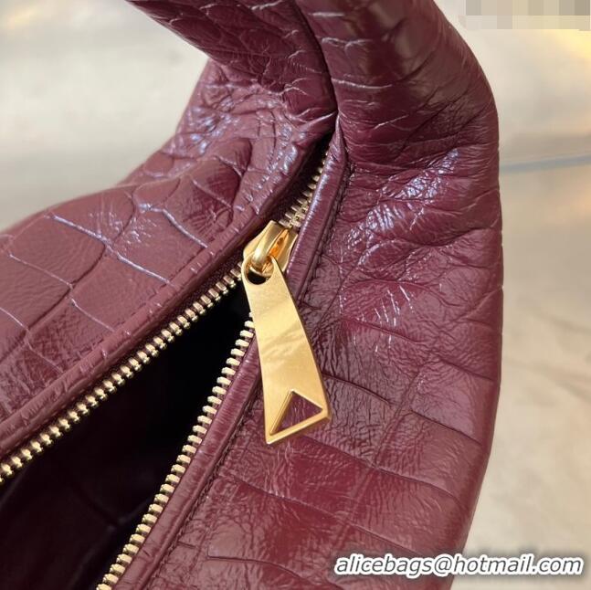 Promotional Bottega Veneta Mini Jodie Hobo in Alligator Leather 717709 Burgundy 2024