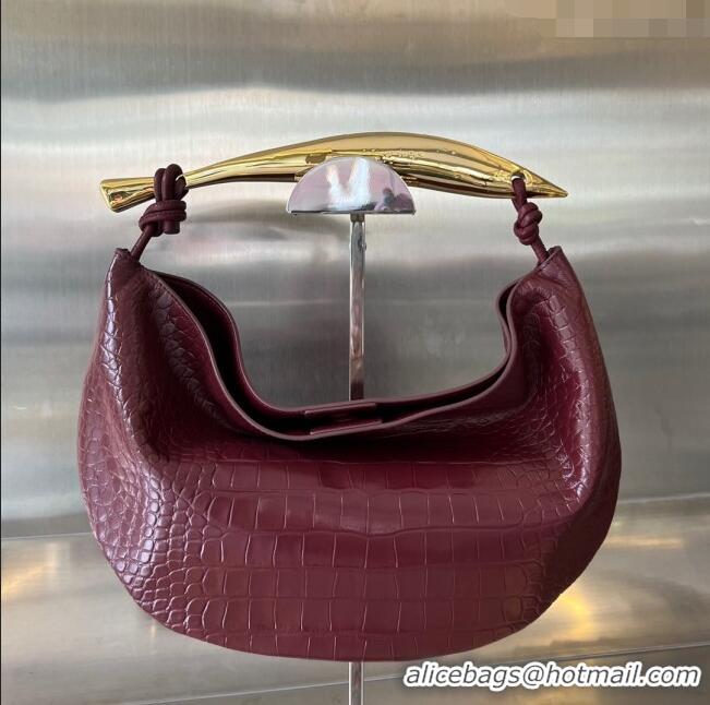 Super Quality Bottega Veneta Sardine bag in Alligator Leather 754657 Burgundy 2024