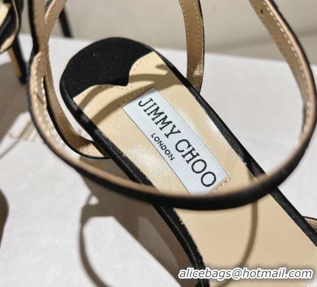 Popular Style Jimmy Choo Sacora Sandal 65 in Satin with Crystal Ball Embellishment Black 4011806