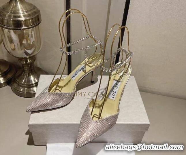 Perfect Jimmy Choo Saeda Pumps 85 with Crystal Embellishment 2411901