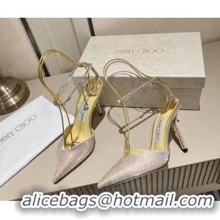 Luxurious Jimmy Choo Saeda Pumps 100 with Crystal Embellishment 411902