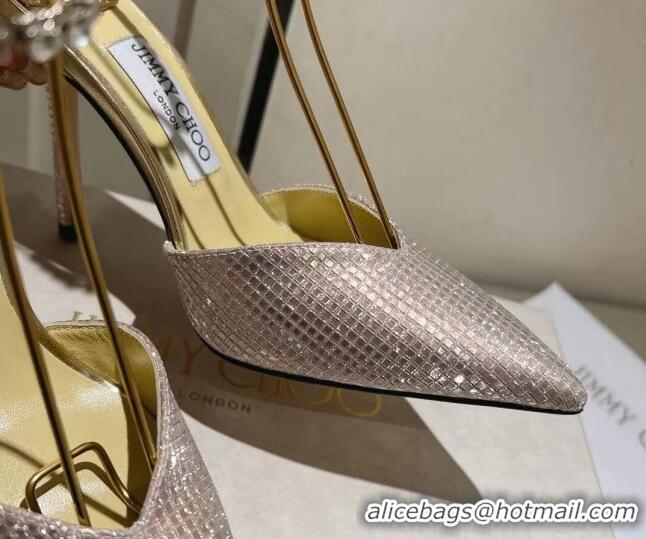 Luxurious Jimmy Choo Saeda Pumps 100 with Crystal Embellishment 411902