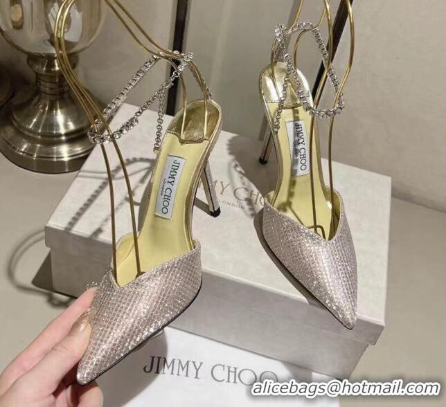 Luxurious Jimmy Choo Saeda Pumps 100 with Crystal Embellishment 411902