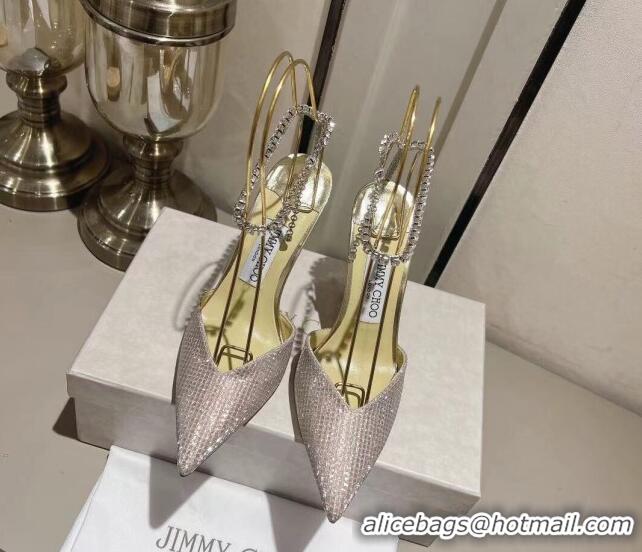 Luxurious Jimmy Choo Saeda Pumps 100 with Crystal Embellishment 411902