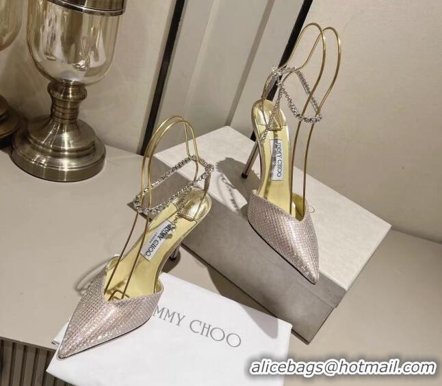 Luxurious Jimmy Choo Saeda Pumps 100 with Crystal Embellishment 411902