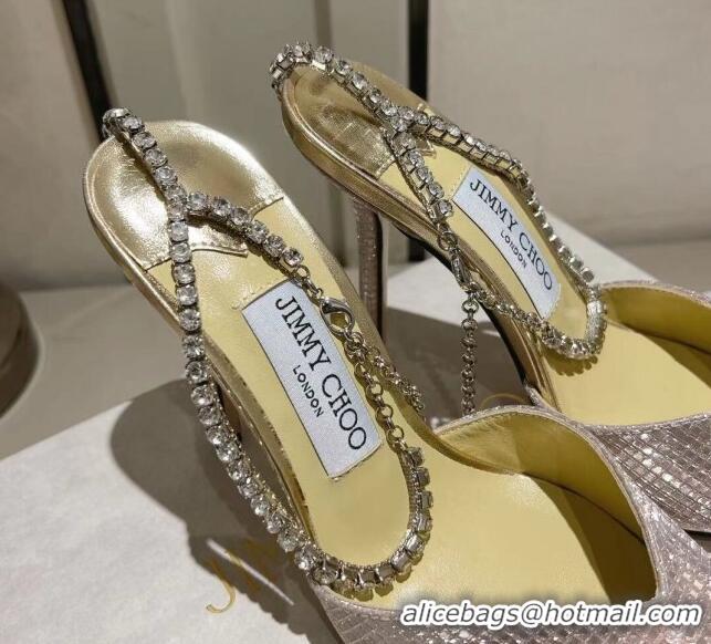 Luxurious Jimmy Choo Saeda Pumps 100 with Crystal Embellishment 411902