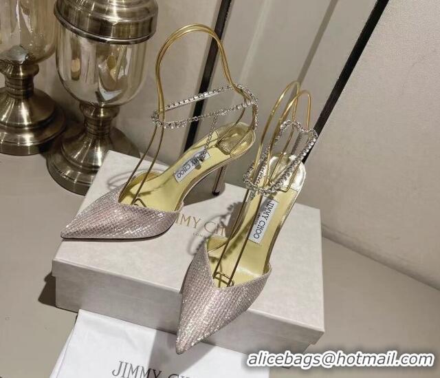 Luxurious Jimmy Choo Saeda Pumps 100 with Crystal Embellishment 411902