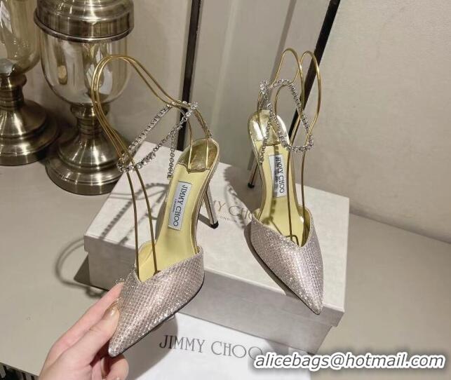 Luxurious Jimmy Choo Saeda Pumps 100 with Crystal Embellishment 411902