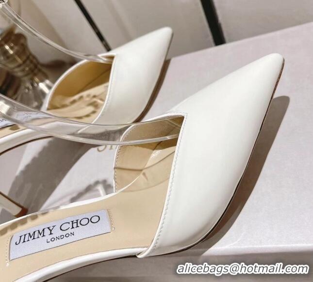 Charming Jimmy Choo Saeda 85 Pumps in Patent Leather with Crystal Embellishment White 411909