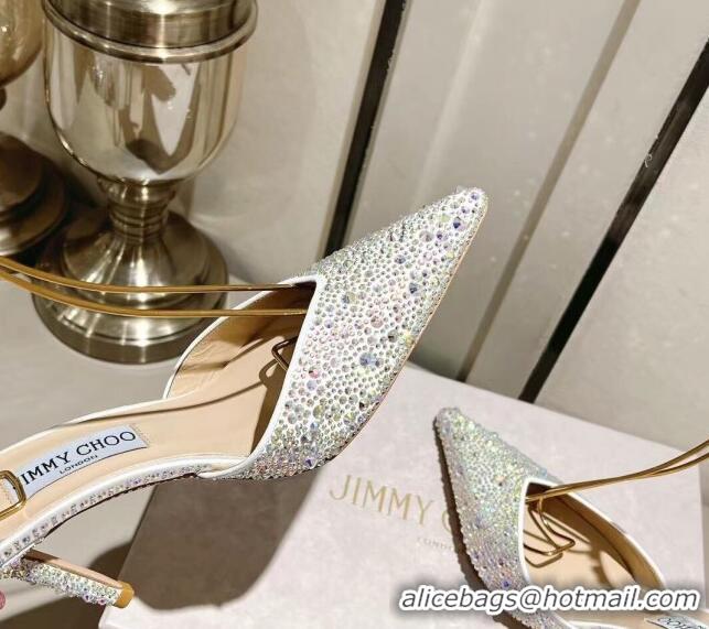 Perfect Jimmy Choo Saeda 85 Satin Pumps with Crystals White 411917