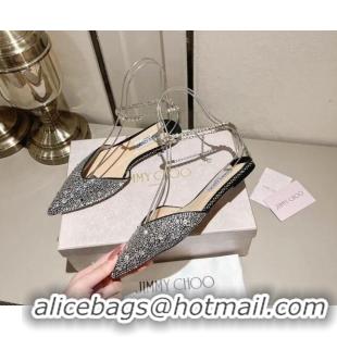 Grade Quality Jimmy Choo Flat Shoes with Crystals Black 411919