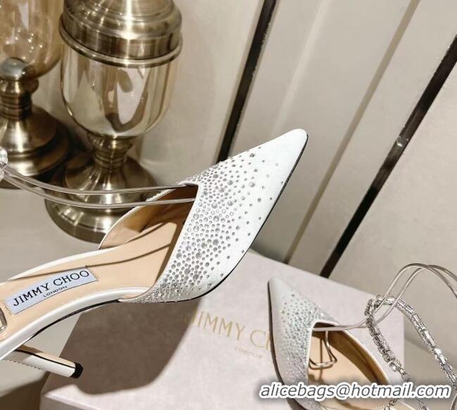 Best Product Jimmy Choo Saeda 85 Satin Pumps with Crystals White 411922