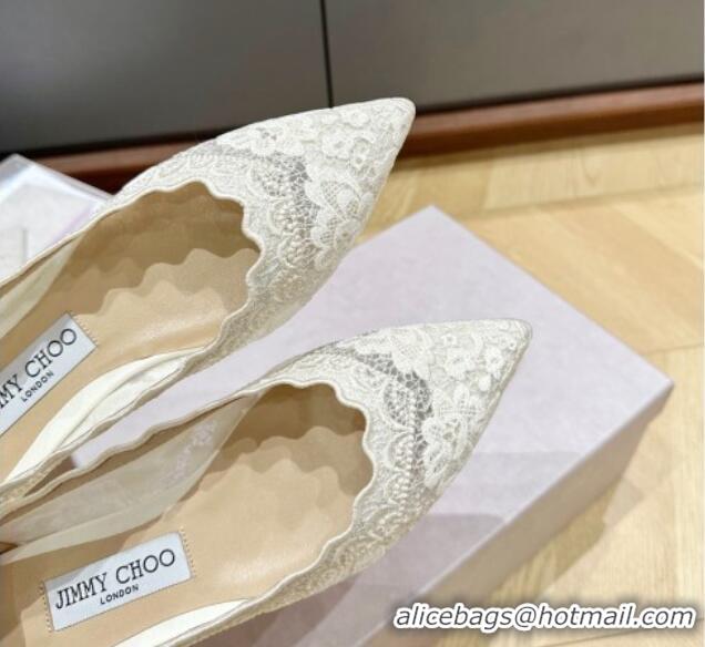 Luxurious Jimmy Choo White Lace Ballet Flat 227112