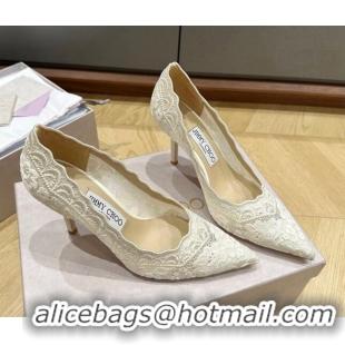 Lower Price Jimmy Choo White Lace Pumps 8.5cm 227113