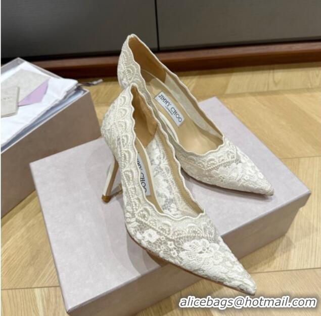 Lower Price Jimmy Choo White Lace Pumps 8.5cm 227113