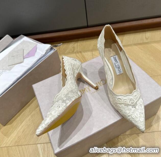 Lower Price Jimmy Choo White Lace Pumps 8.5cm 227113