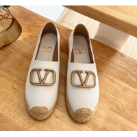 Buy Discount Valentino VLogo Calfskin Espadrilles White 124137