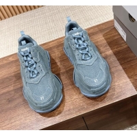 Good Quality Balenciaga Triple S Sneakers in Light Blue Denim 129025