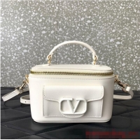 Top Quality VALENTINO Mini LOCO calfskin box bag HT098 WHITE