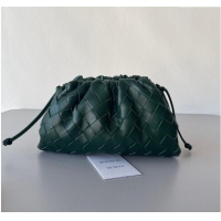 Low Price Bottega Veneta Mini Pouch Bag in Wide Intrecciato Leather 585852 Raintree Green 2023