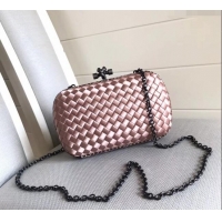 Grade Design Bottega Veneta Small Silk Woven Knot Clutch with Snakeskin BV8651 Trim Light Pink 2023