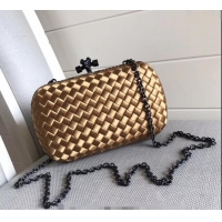 Super Quality Bottega Veneta Small Silk Woven Knot Clutch with Snakeskin BV8651 Trim Gold 2023