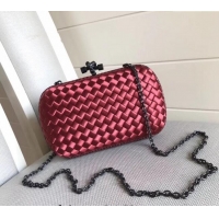 Unique Grade Bottega Veneta Small Silk Woven Knot Clutch with Snakeskin BV8651 Trim Dark Purple 2023