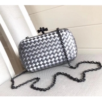 Affordable Price Bottega Veneta Small Silk Woven Knot Clutch with Snakeskin BV8651 Trim White 2023