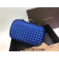 Super Quality Bottega Veneta Small Silk Woven Knot Clutch with Snakeskin BV8651 Trim Royal Blue 2023