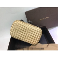 New Design Bottega Veneta Small Silk Woven Knot Clutch with Snakeskin BV8651 Trim Yellow 2023