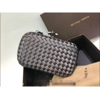 Famous Brand Bottega Veneta Small Silk Woven Knot Clutch with Snakeskin BV8651 Trim Grey 2023