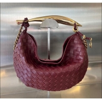 Top Quality Bottega Veneta Sardine Top handle Bag With Chain Intrecciato Leather 776768 Barolo Red 2023