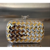 Grade Design Bottega Veneta Knot Clutch in Intreccio lamina bicolor leather 778500 Silver/Gold 2024