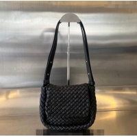 Super Quality Bottega Veneta Mini Cobble Shoulder Bag in Padded Intrecciato Leather 762711 Black 2024